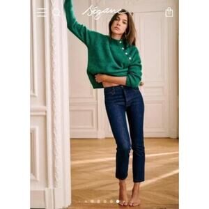 Sezane Jeans Womens 29 Brut Sexy Straight Slim Blue Quiet Luxury Minimalist